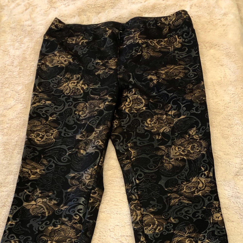 Insight Pattern Flat Front Shimmer Pants, Size 8 - image 1